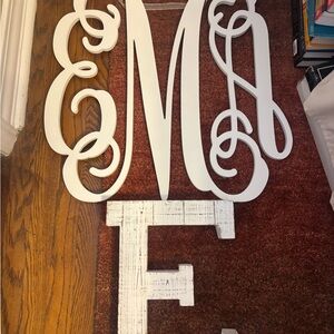 Elegant White Monogram Wall Art